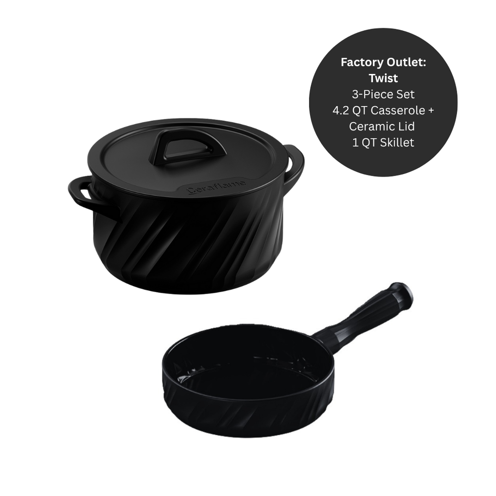 Twist 3 Piece Ceramic Cookware  Set - Ceramic Lid