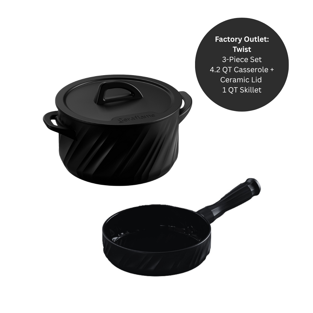 Twist 3 Piece Ceramic Cookware  Set - Ceramic Lid