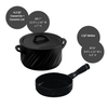 Twist 3 Piece Ceramic Cookware  Set - Ceramic Lid