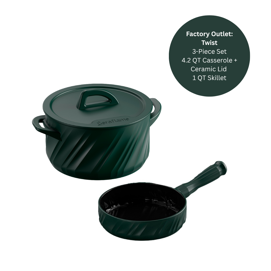 Twist 3 Piece Ceramic Cookware  Set - Ceramic Lid