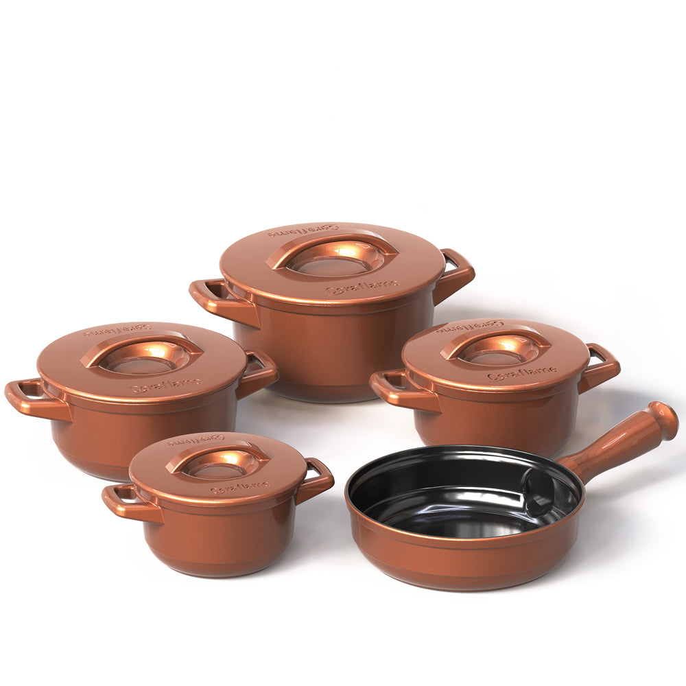 Duo 9 Piece Ceramic Cookware  Set - Ceramic Lid - Ceraflame Cookware Sets