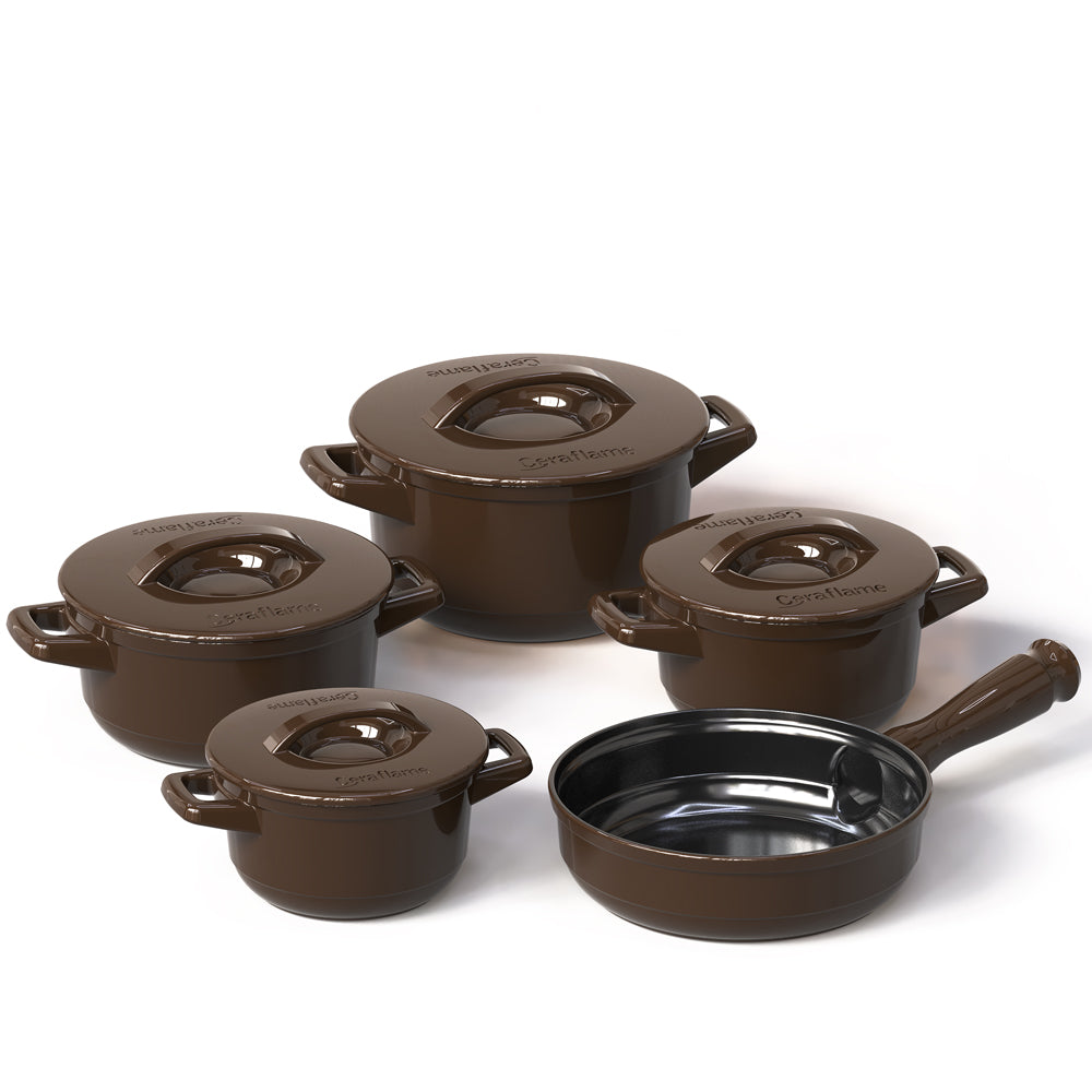 Duo 9 Piece Ceramic Cookware  Set - Ceramic Lid - Ceraflame Cookware Sets