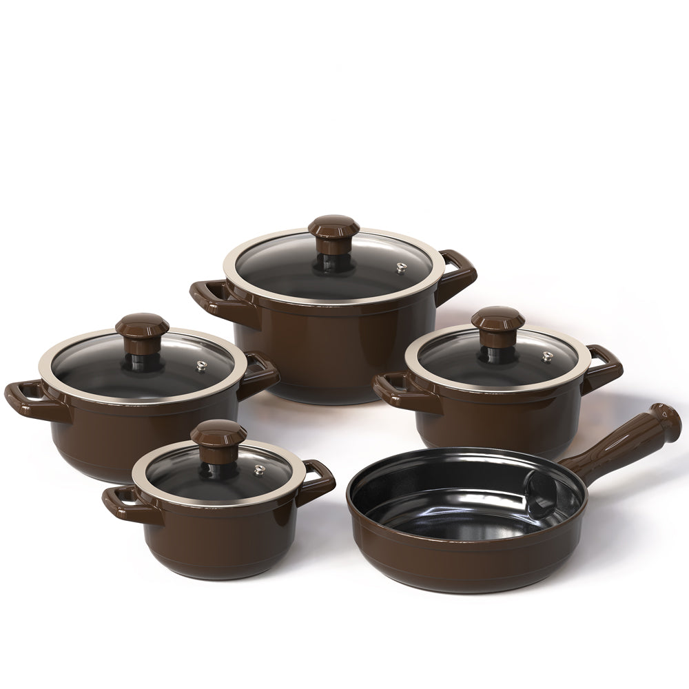 Duo 9 Piece Ceramic Cookware Set - Glass Lid – Ceraflame
