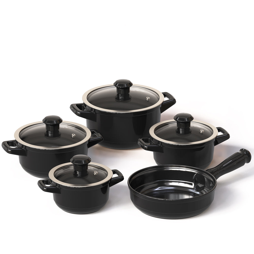 Duo 9 Piece Ceramic Cookware  Set - Glass Lid - Ceraflame Cookware Sets