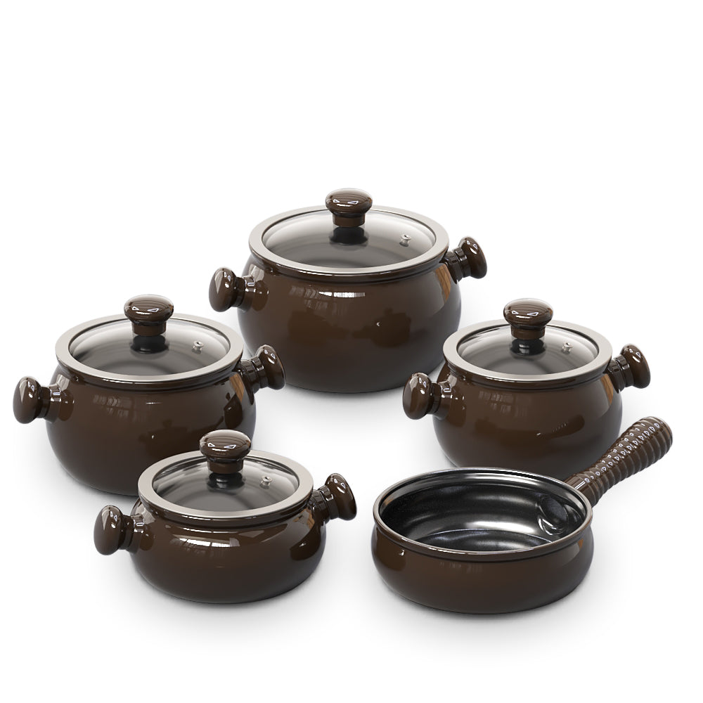 Premiere 9 Piece Ceramic Cookware Set - Glass Lid - Matte Rosemary