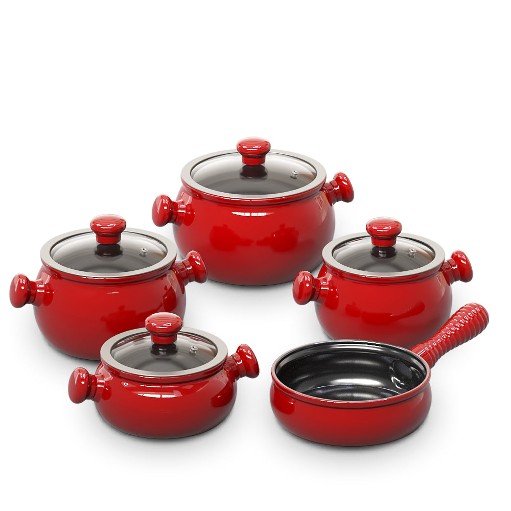 Premiere 9 Piece Ceramic Cookware Set - Glass Lid - Ceraflame Cookware Sets