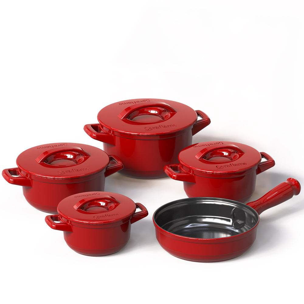 Duo 9 Piece Ceramic Cookware  Set - Ceramic Lid - Ceraflame Cookware Sets