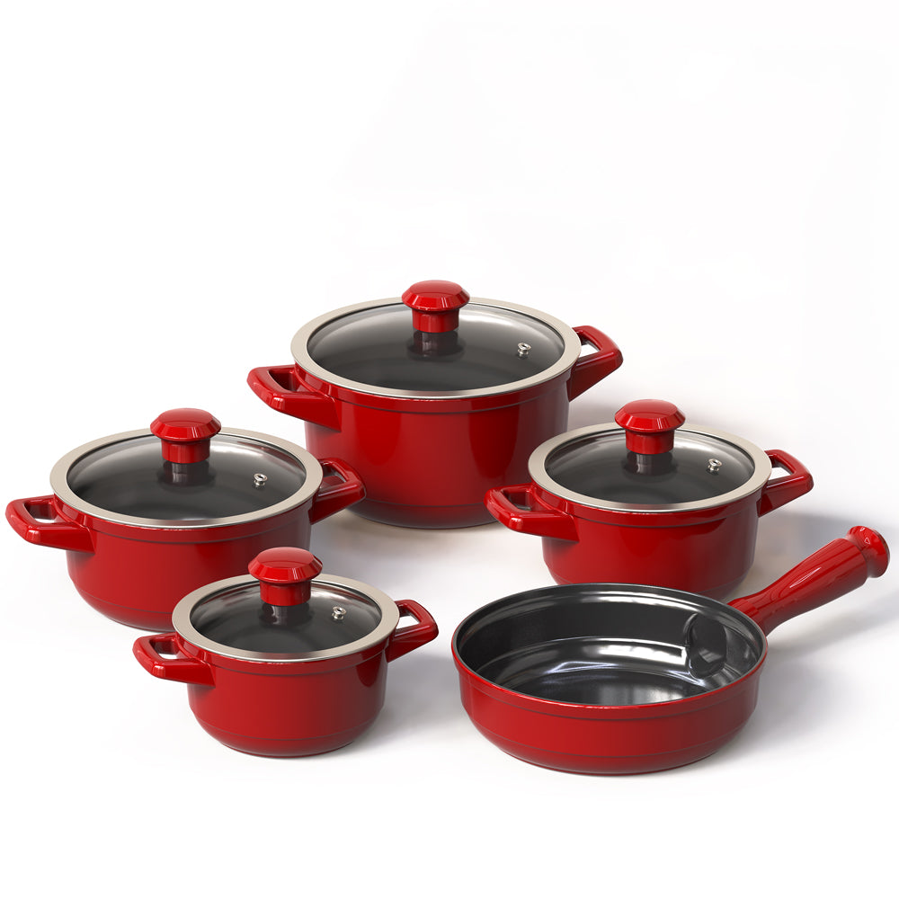 Duo 9 Piece Ceramic Cookware  Set - Glass Lid - Ceraflame Cookware Sets