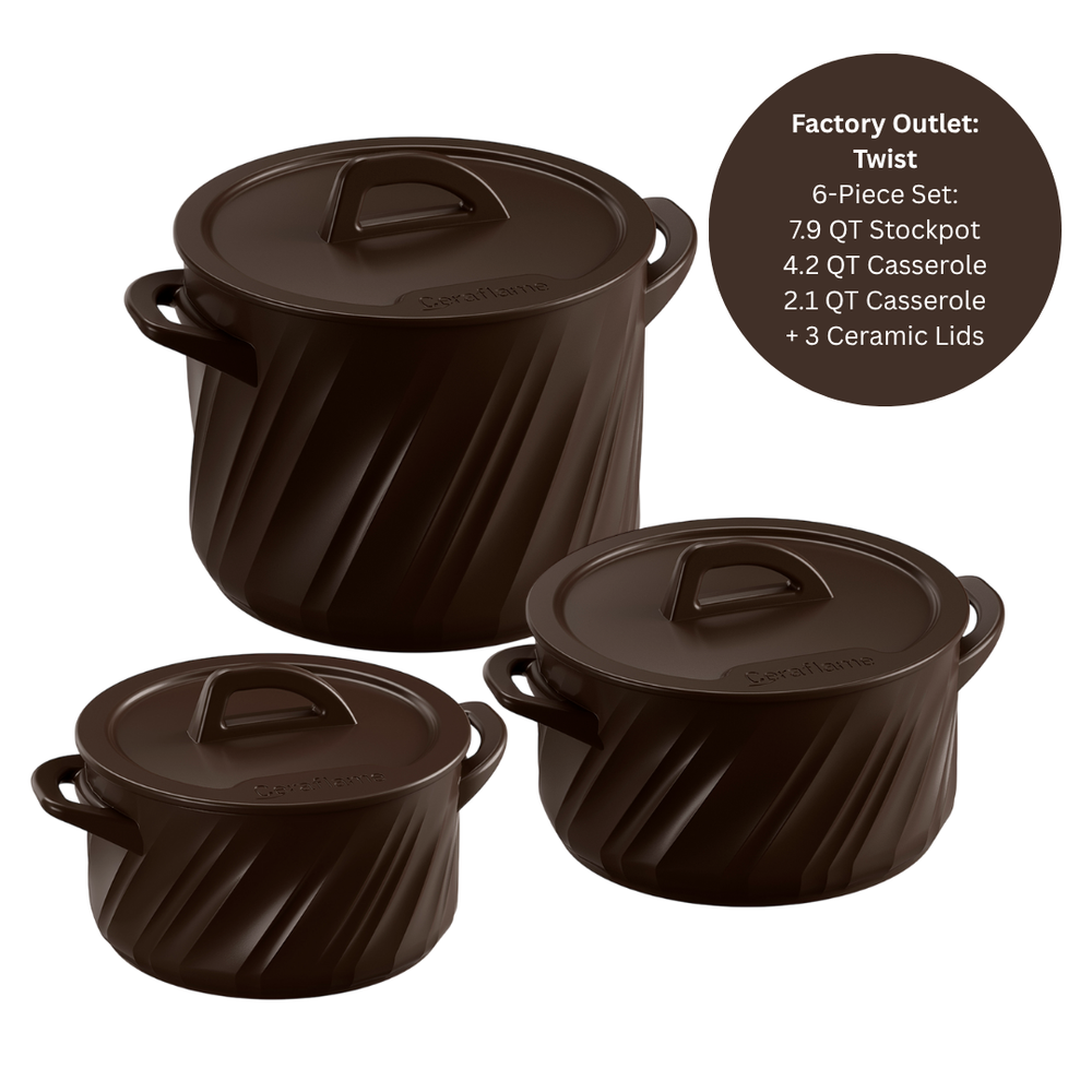 Twist 6 Piece Ceramic Cookware  Set - Ceramic Lid