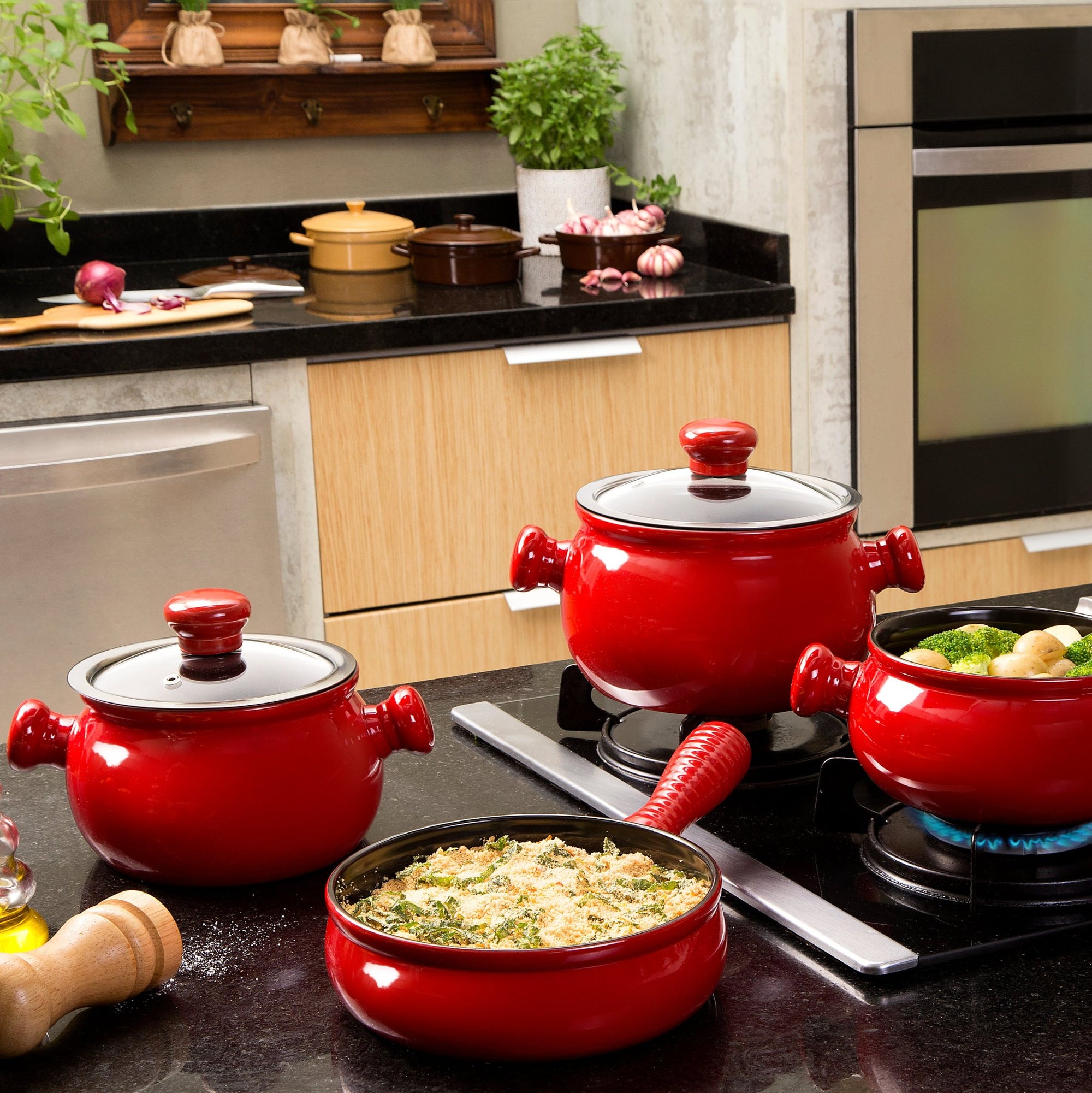 Premiere 9 Piece Ceramic Cookware Set - Glass Lid - Ceraflame Cookware Sets